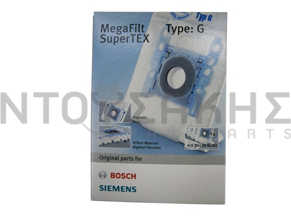 Εικόνα 1 για ΣΑΚΟΥΛΑ ΣΚΟΥΠΑΣ SIEMENS BOSCH TYPE G MICRO ORIGINAL SET 4 ΤΕΜ + 1 ΦΙΛΤΡΟ