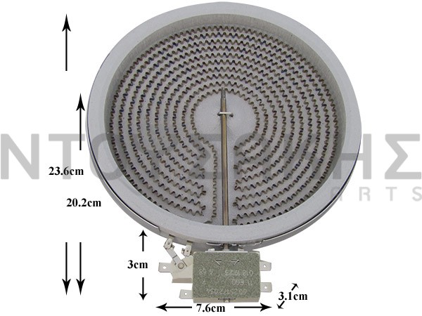 Εικόνα 1 για ΕΣΤΙΑ ΚΕΡΑΜΙΚΗ EGO Φ20 2 ΑΚΡΑ 1800W 10.58111.044